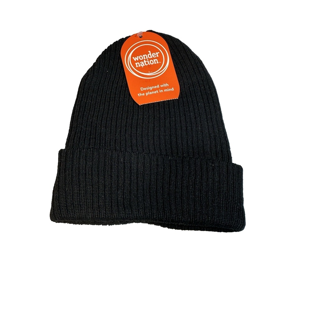 wonder nations kids‎ winter beanie hat knitted one size black